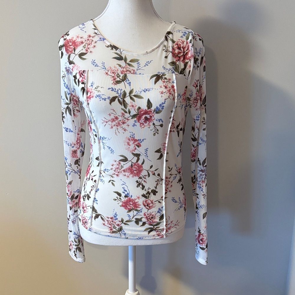 Y2KWillow and Root Cottagecore Floral Long Sheer Sleeve Women's Top. Size Medium
